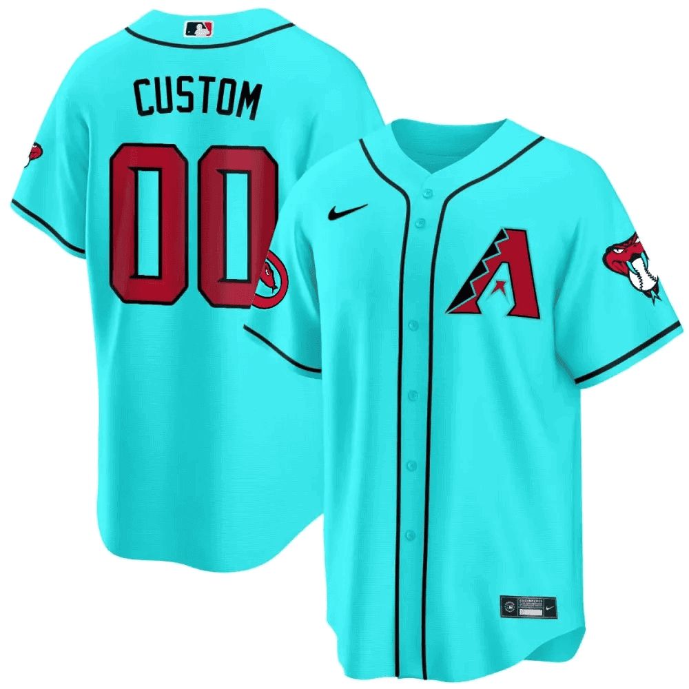 Men Arizona Diamondback Light Blue Nike 2024 Cool Base Custom MLB Jersey->customized nfl jersey->Custom Jersey